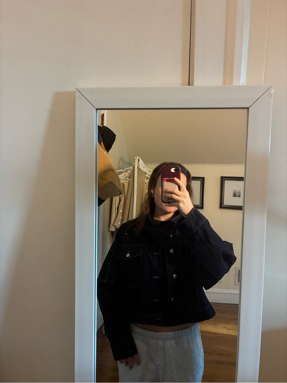 Princess Polly Dark Blue Denim Cropped Jean Jacket